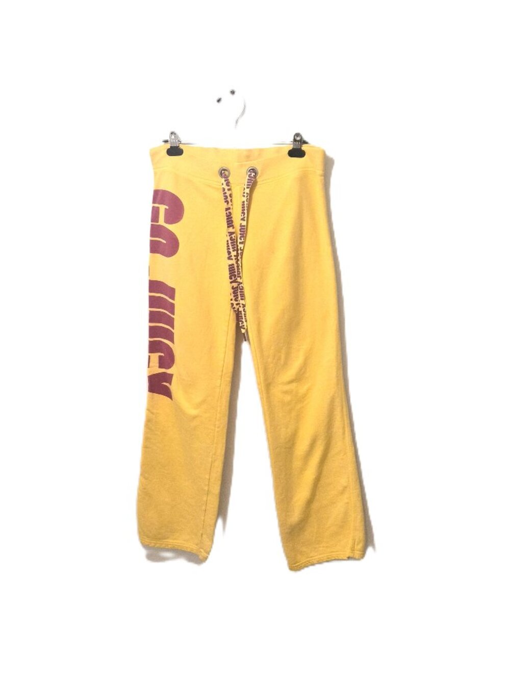 VTG Juicy Couture Yellow Track Sweatpants Y2K McBling Streetwear Lounge Bimbocor